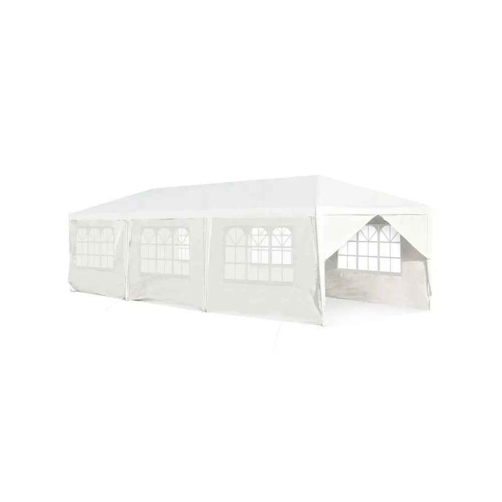 10 x 30 Feet Outdoor Canopy Tent with 6 Removable Sidewalls and 2 Doorways-White - White - Canopies