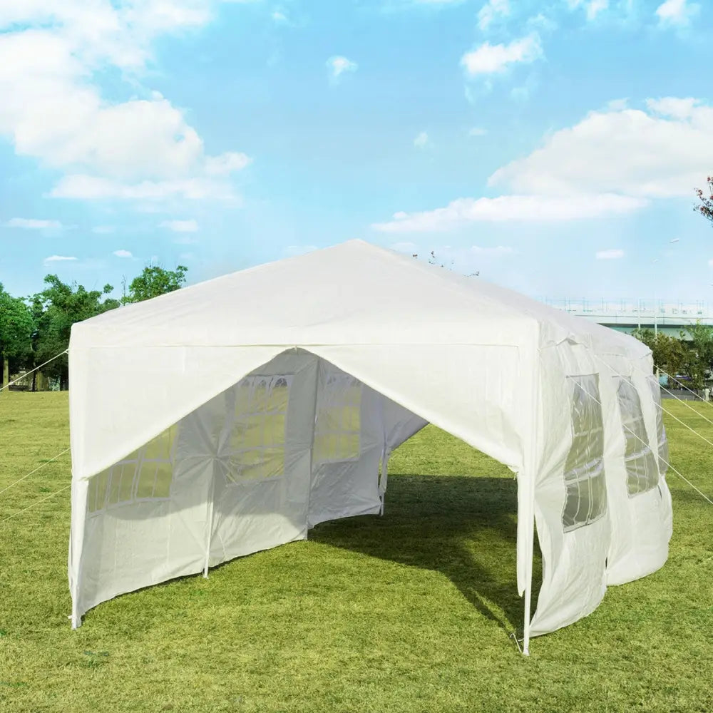 10 x 30 Feet Outdoor Canopy Tent with 6 Removable Sidewalls and 2 Doorways-White - White - Canopies
