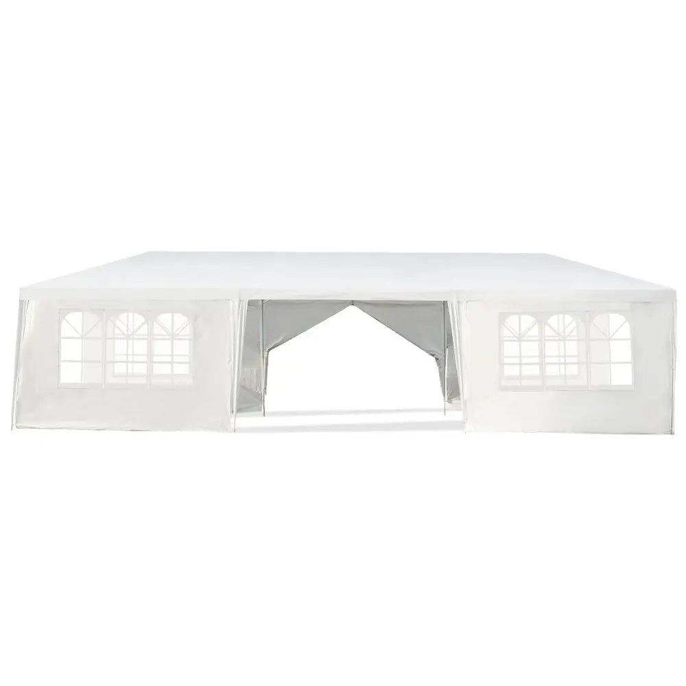 10 x 30 Feet Outdoor Canopy Tent with 6 Removable Sidewalls and 2 Doorways-White - White - Canopies