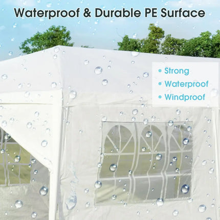 10 x 30 Feet Outdoor Canopy Tent with 6 Removable Sidewalls and 2 Doorways-White - White - Canopies