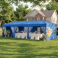 10 x 30 FT Pop Up Canopy Tent with 8 Sidewalls and Adjustable Height-Blue - Blue - Canopies