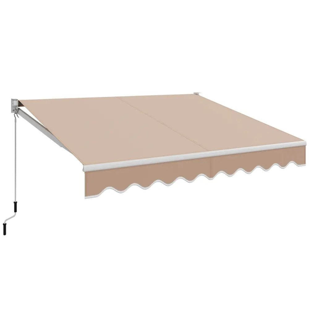 10 x 8.2 Feet Retractable Awning with Easy Opening Manual Crank Handle-Beige - Beige - Canopies