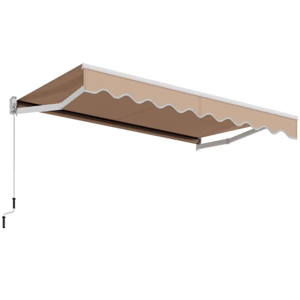 10 x 8.2 Feet Retractable Awning with Easy Opening Manual Crank Handle-Beige - Beige - Canopies