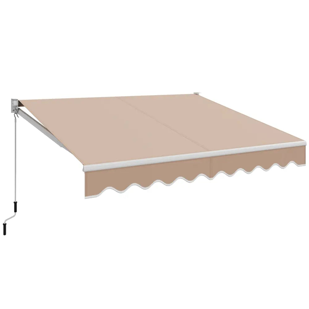 10 x 8.2 Feet Retractable Awning with Easy Opening Manual Crank Handle-Beige - Beige - Canopies