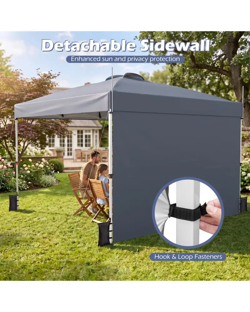10 x 10 Feet Foldable Commercial Pop-up Canopy with Roller Bag and Banner Strip-Gray - Gray - Canopies