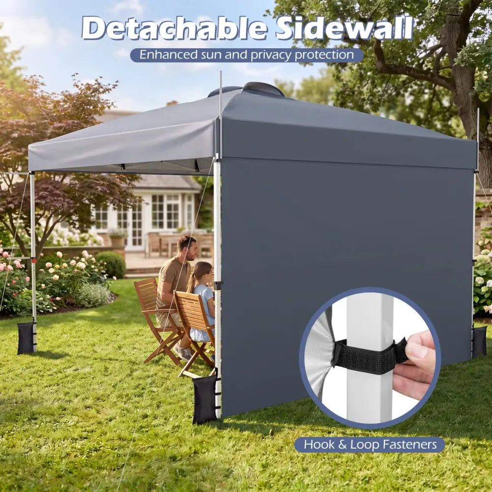 10 x 10 Feet Foldable Commercial Pop-up Canopy with Roller Bag and Banner Strip-Gray - Gray - Canopies