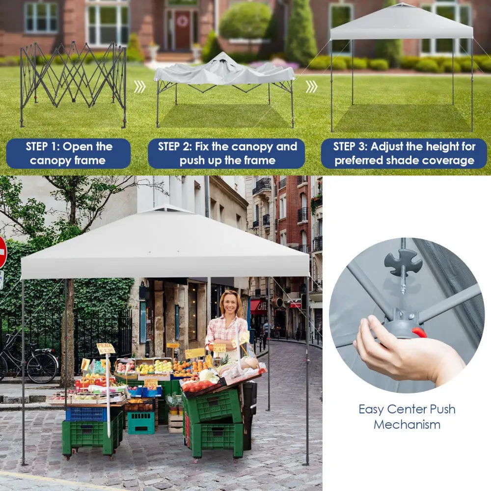 10 x 10 Feet Foldable Outdoor Instant Pop-up Canopy with Carry Bag-White - White - Canopies