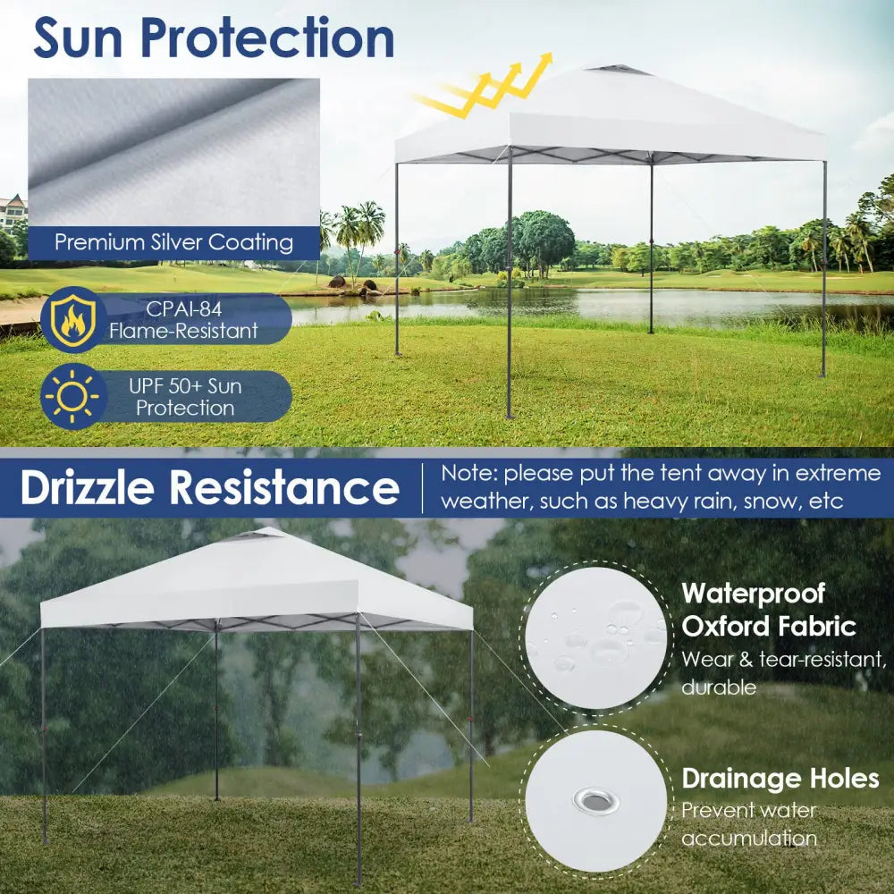10 x 10 Feet Foldable Outdoor Instant Pop-up Canopy with Carry Bag-White - White - Canopies