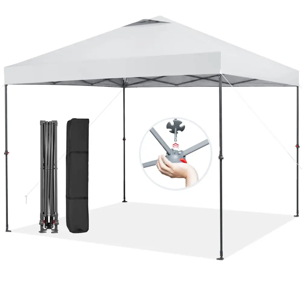 10 x 10 Feet Foldable Outdoor Instant Pop-up Canopy with Carry Bag-White - White - Canopies