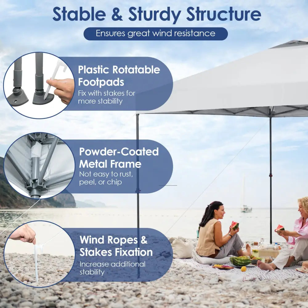 10 x 10 Feet Foldable Outdoor Instant Pop-up Canopy with Carry Bag-White - White - Canopies