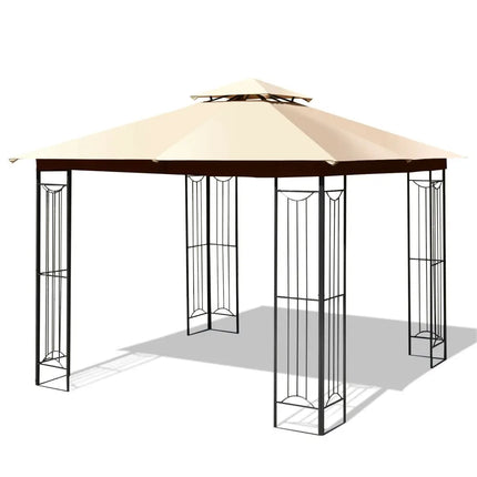 10 x 10 Feet L-Shaped Patio Canopy Gazebo Outdoor 2-Tier Steel Tent-Beige - Beige - Gazebos