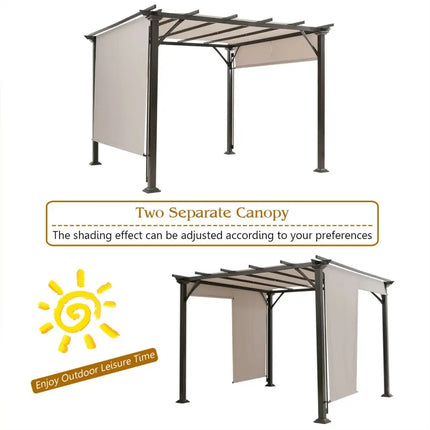 10 x 10 Feet Metal Frame Patio Furniture Shelter-Beige - Beige - Gazebos