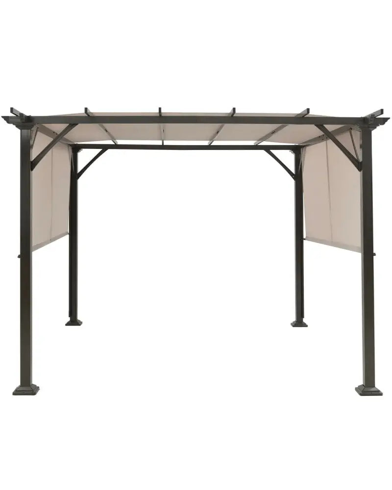 10 x 10 Feet Metal Frame Patio Furniture Shelter-Beige - Beige - Gazebos