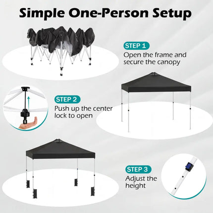 10 x 10 Feet Outdoor Commercial Pop up Canopy Tent-Black - Black - Canopies