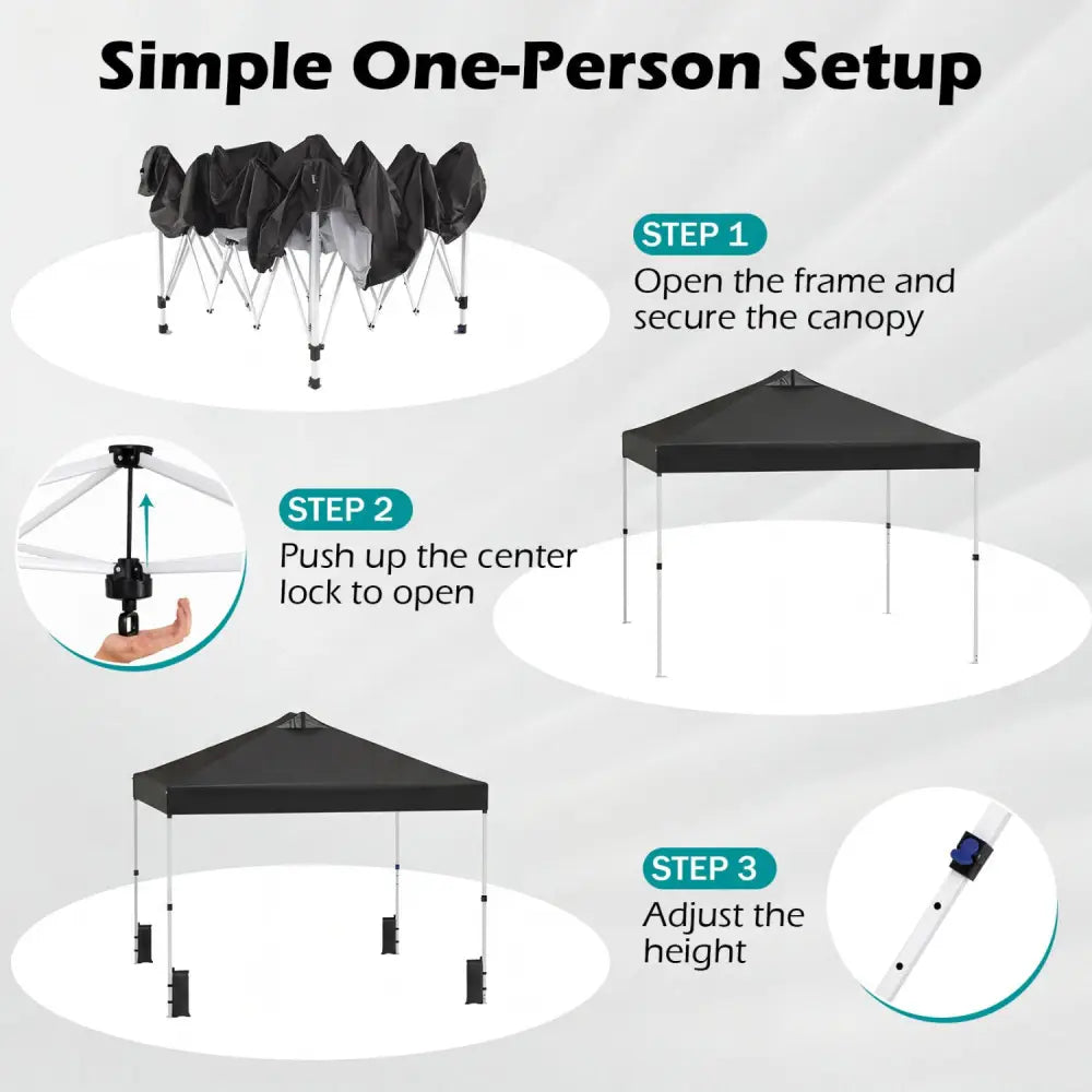 10 x 10 Feet Outdoor Commercial Pop up Canopy Tent-Black - Black - Canopies