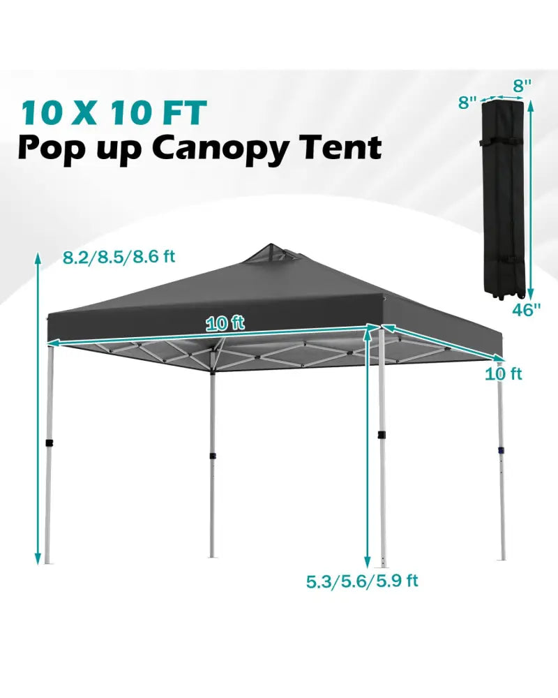 10 x 10 Feet Outdoor Commercial Pop up Canopy Tent-Black - Black - Canopies