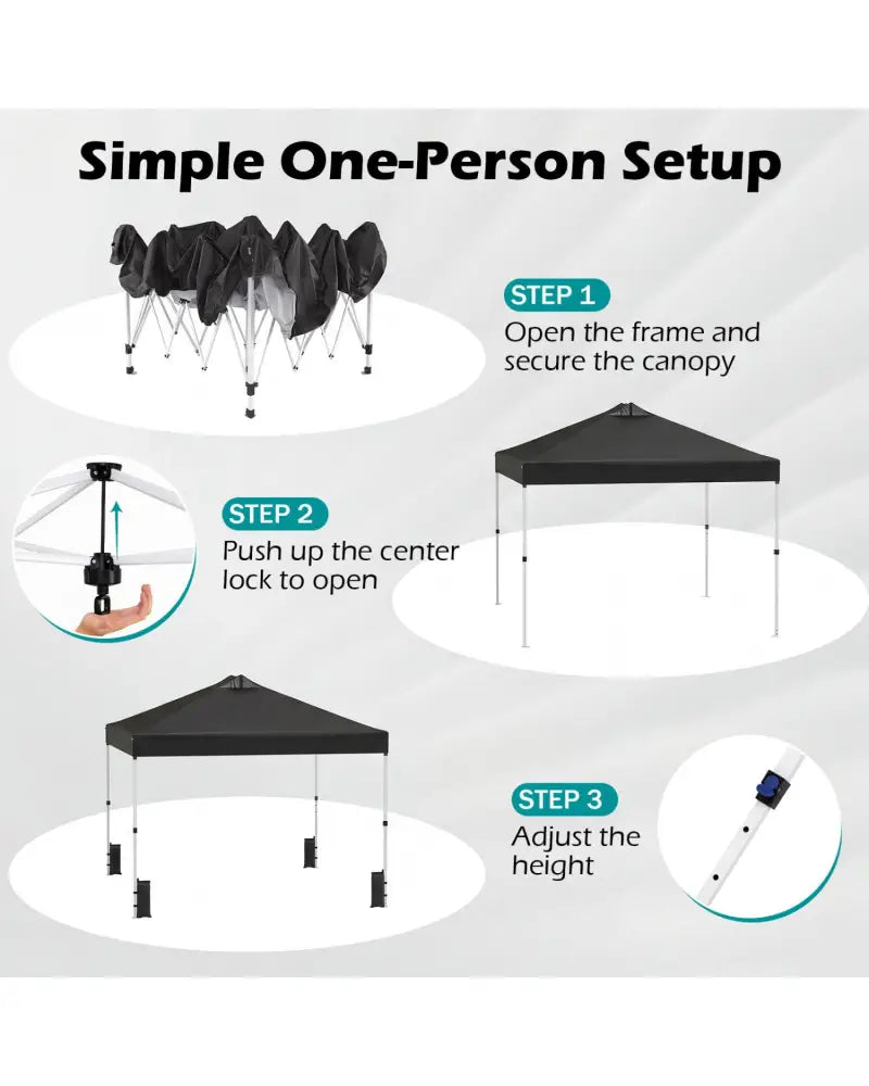 10 x 10 Feet Outdoor Commercial Pop up Canopy Tent-Black - Black - Canopies