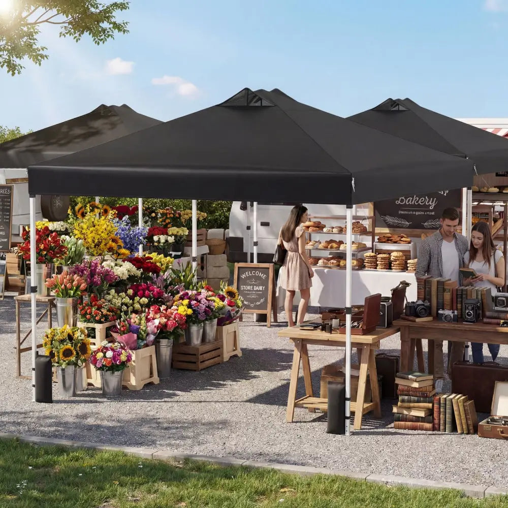 10 x 10 Feet Outdoor Commercial Pop up Canopy Tent-Black - Black - Canopies