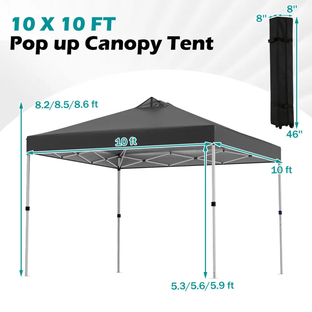 10 x 10 Feet Outdoor Commercial Pop up Canopy Tent-Black - Black - Canopies