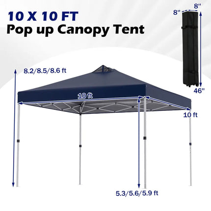 10 x 10 Feet Outdoor Commercial Pop up Canopy Tent-Blue - Blue - Canopies