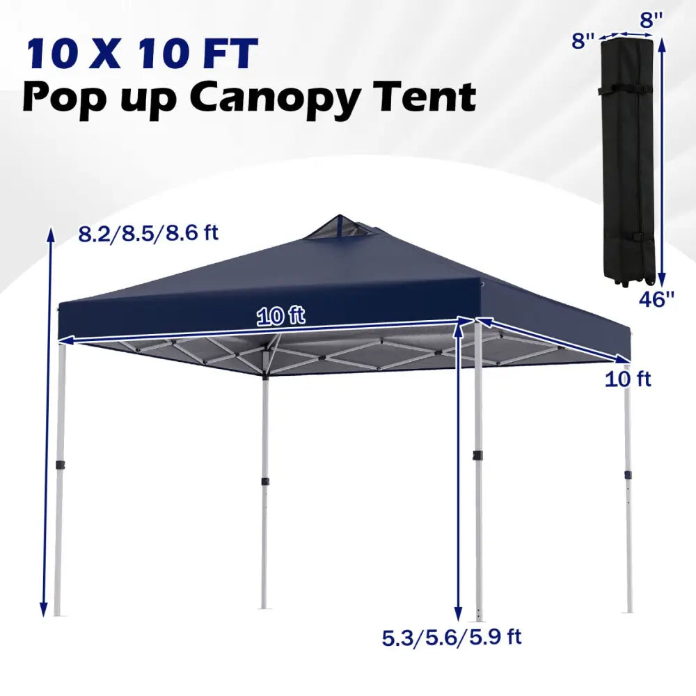10 x 10 Feet Outdoor Commercial Pop up Canopy Tent-Blue - Blue - Canopies