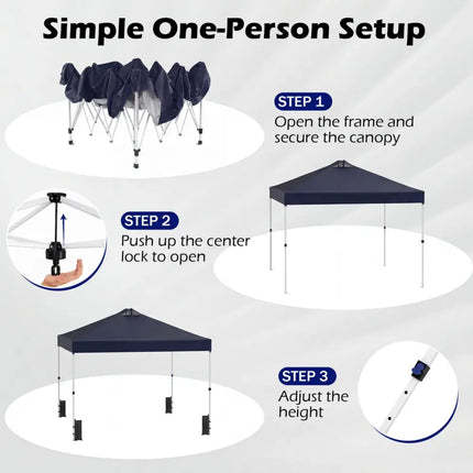 10 x 10 Feet Outdoor Commercial Pop up Canopy Tent-Blue - Blue - Canopies