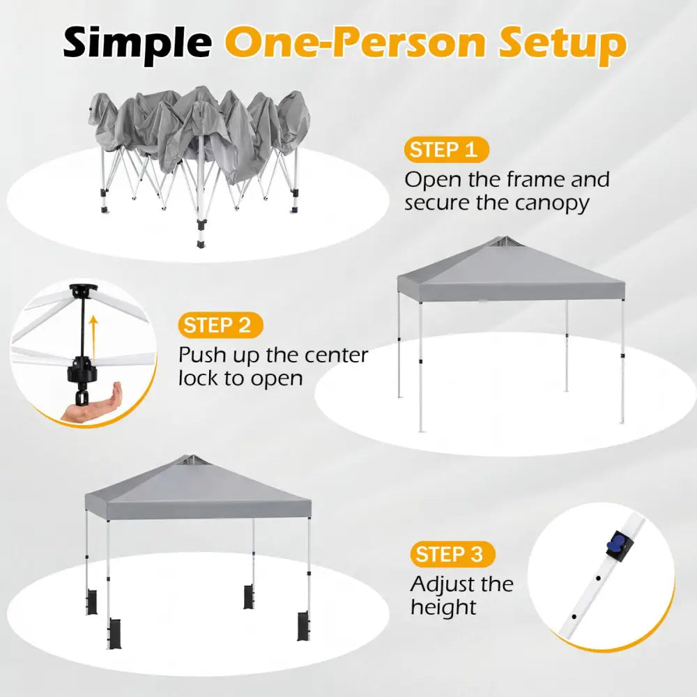 10 x 10 Feet Outdoor Commercial Pop up Canopy Tent-Gray - Gray - Canopies
