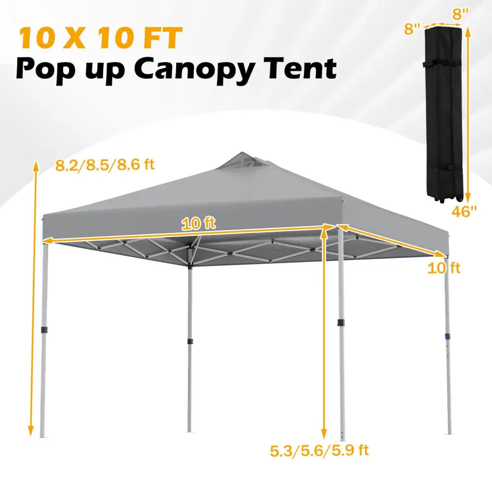 10 x 10 Feet Outdoor Commercial Pop up Canopy Tent-Gray - Gray - Canopies