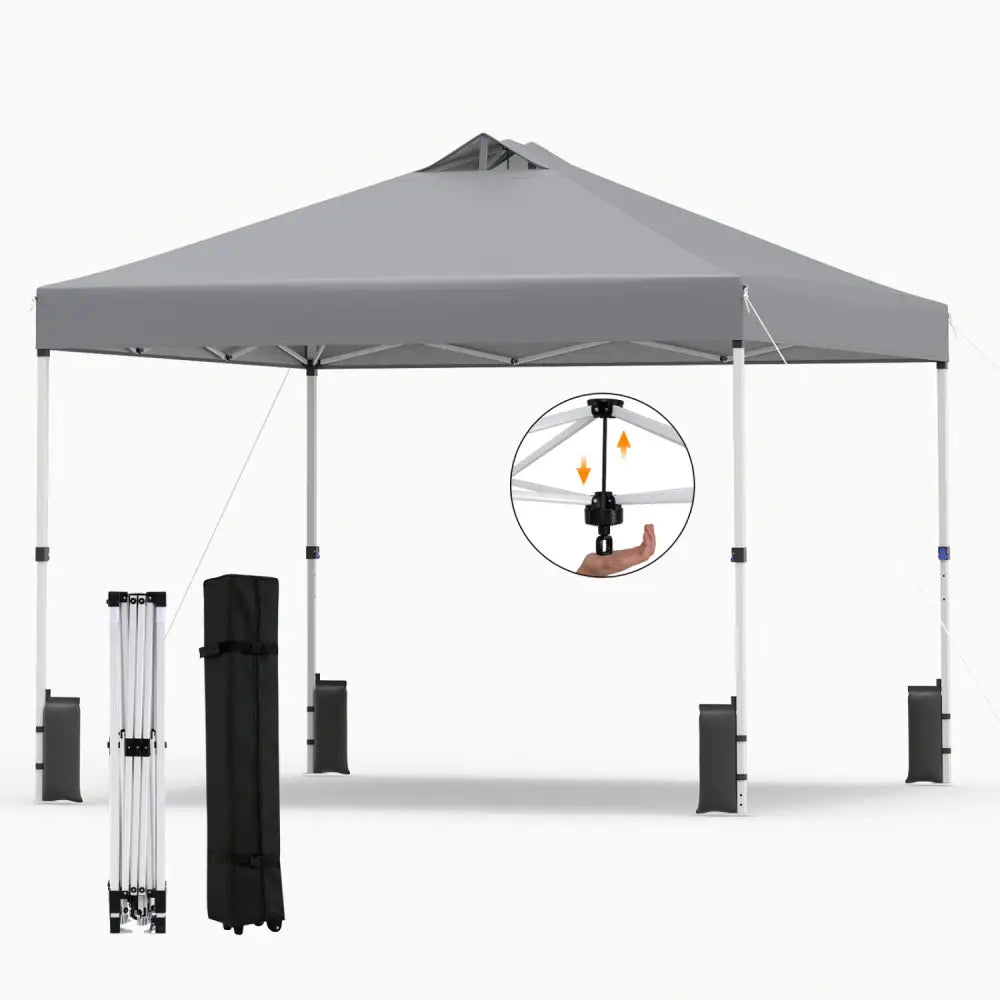 10 x 10 Feet Outdoor Commercial Pop up Canopy Tent-Gray - Gray - Canopies
