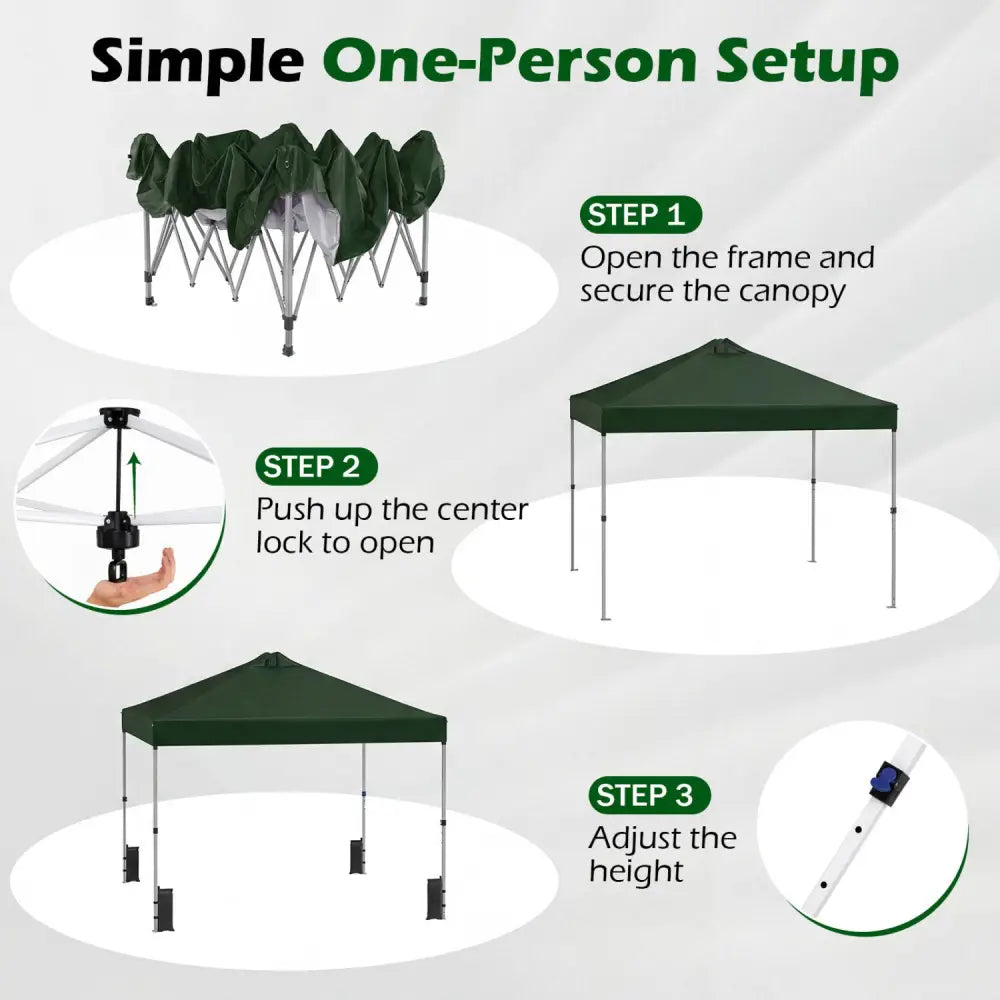 10 x 10 Feet Outdoor Commercial Pop up Canopy Tent-Green - Green - Canopies