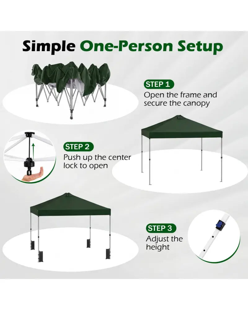 10 x 10 Feet Outdoor Commercial Pop up Canopy Tent-Green - Green - Canopies