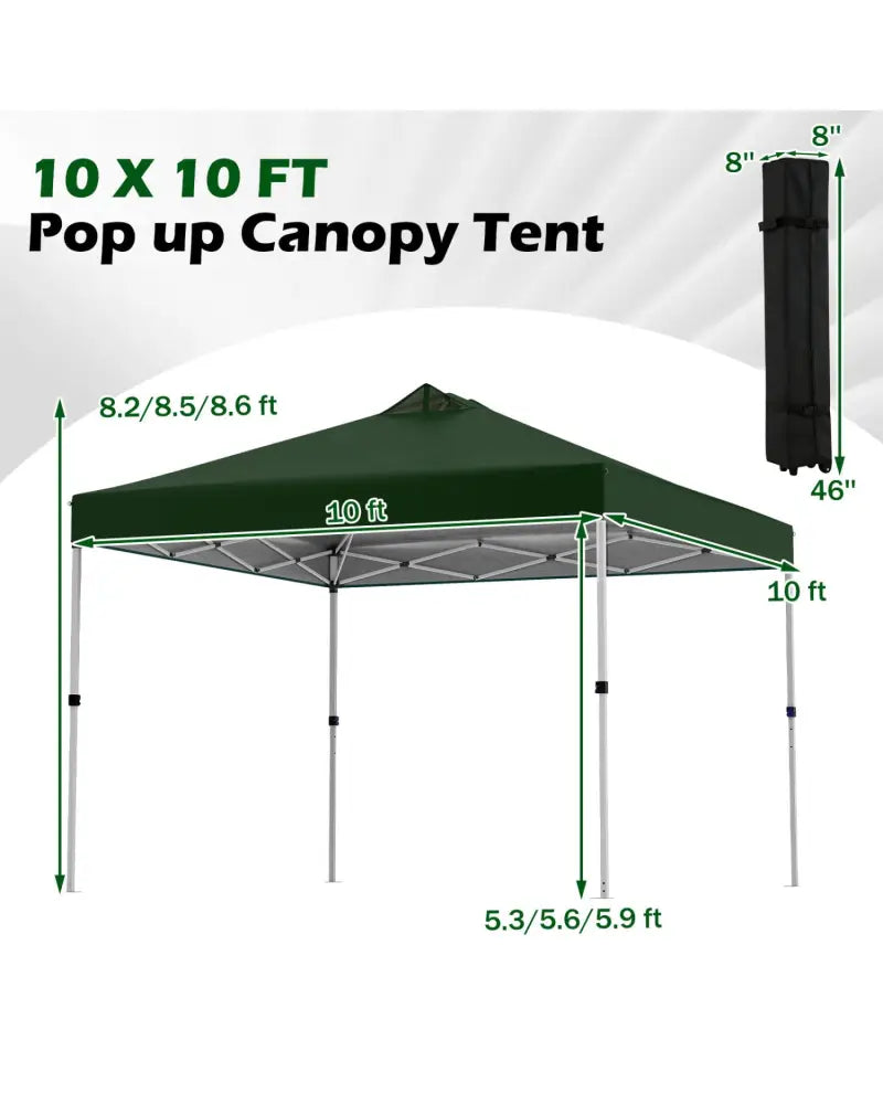 10 x 10 Feet Outdoor Commercial Pop up Canopy Tent-Green - Green - Canopies