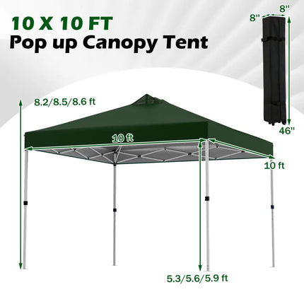10 x 10 Feet Outdoor Commercial Pop up Canopy Tent-Green - Green - Canopies
