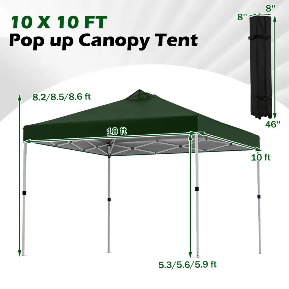 10 x 10 Feet Outdoor Commercial Pop up Canopy Tent-Green - Green - Canopies