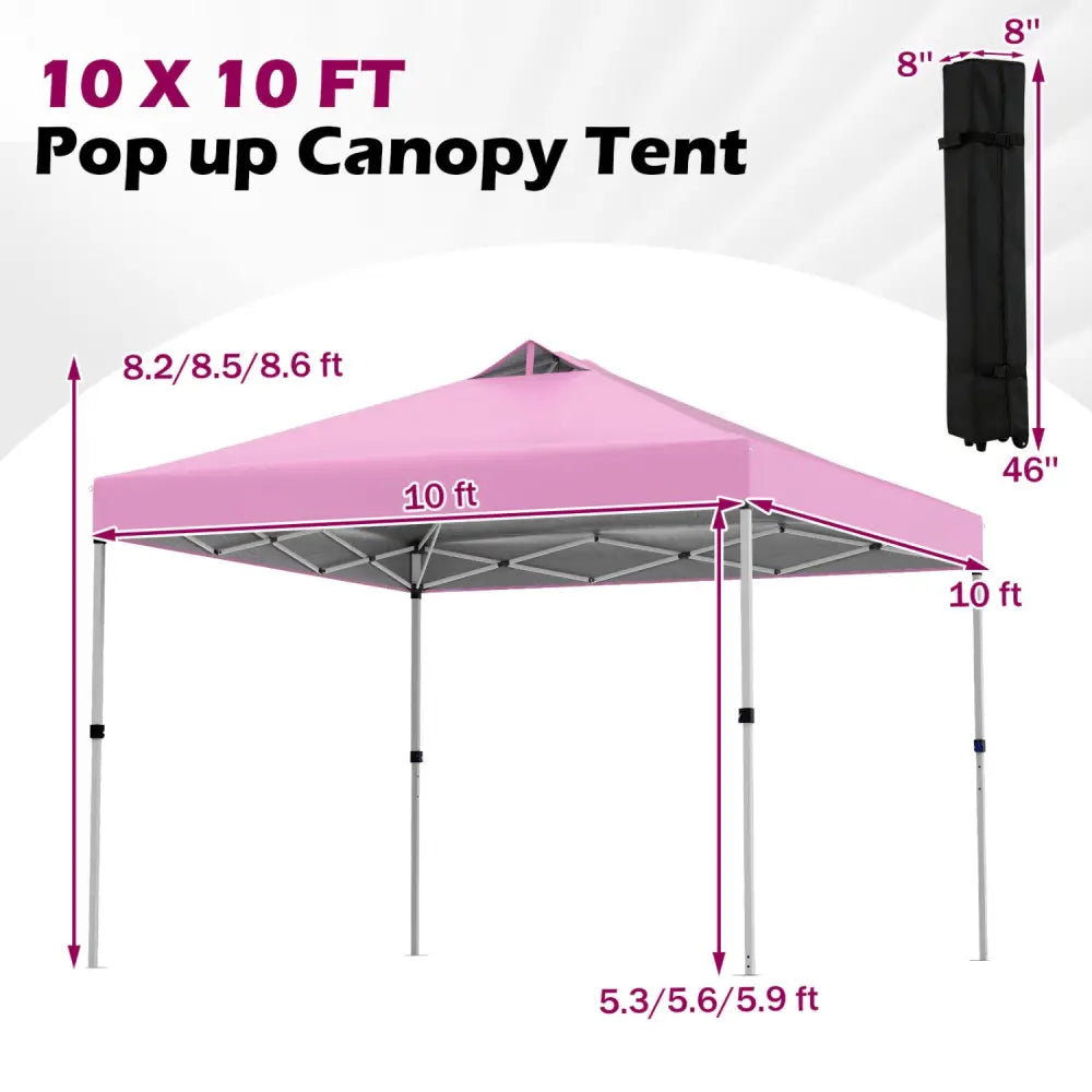 10 x 10 Feet Outdoor Commercial Pop up Canopy Tent-Pink - Pink - Canopies