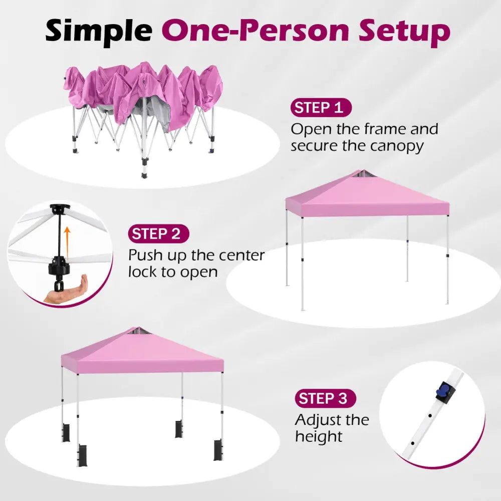10 x 10 Feet Outdoor Commercial Pop up Canopy Tent-Pink - Pink - Canopies