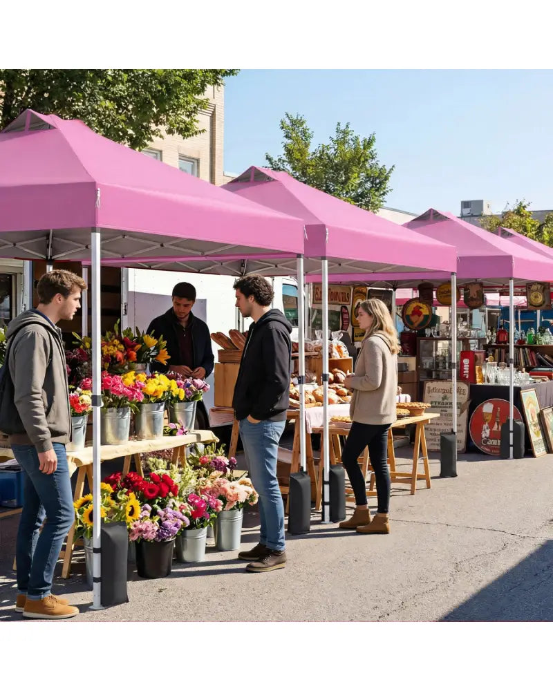 10 x 10 Feet Outdoor Commercial Pop up Canopy Tent-Pink - Pink - Canopies