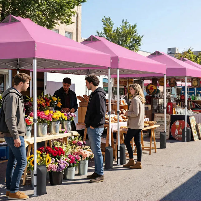 10 x 10 Feet Outdoor Commercial Pop up Canopy Tent-Pink - Pink - Canopies
