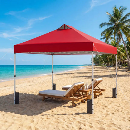 10 x 10 Feet Outdoor Commercial Pop up Canopy Tent-Red - Red - Canopies