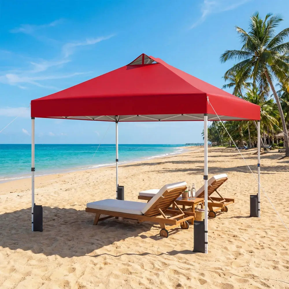 10 x 10 Feet Outdoor Commercial Pop up Canopy Tent-Red - Red - Canopies