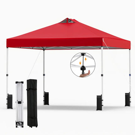 10 x 10 Feet Outdoor Commercial Pop up Canopy Tent-Red - Red - Canopies