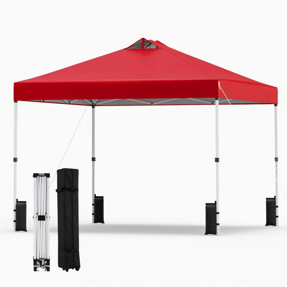 10 x 10 Feet Outdoor Commercial Pop up Canopy Tent-Red - Red - Canopies