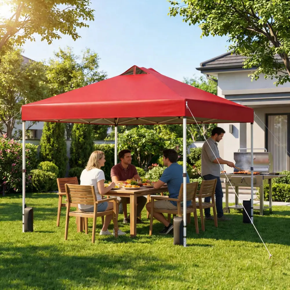 10 x 10 Feet Outdoor Commercial Pop up Canopy Tent-Red - Red - Canopies