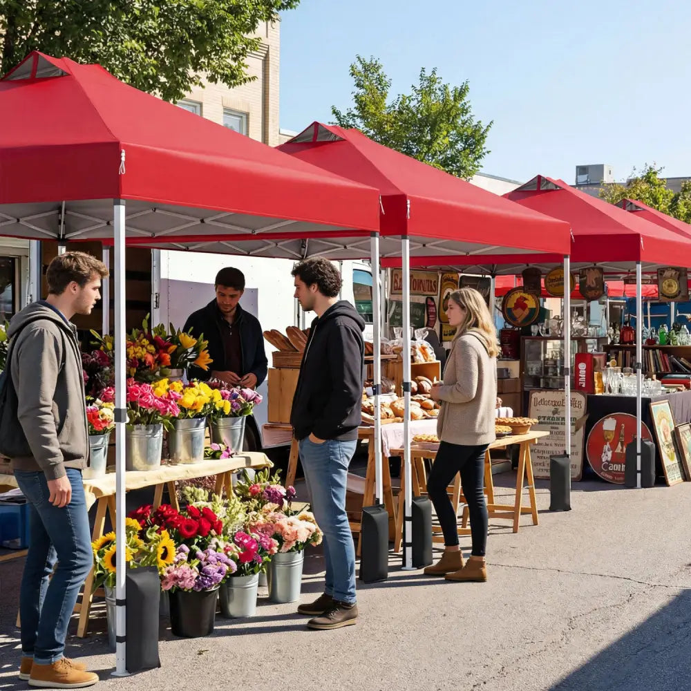 10 x 10 Feet Outdoor Commercial Pop up Canopy Tent-Red - Red - Canopies