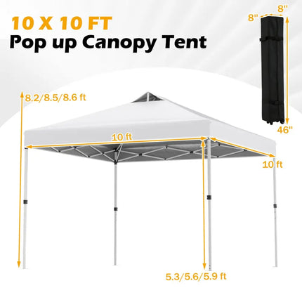 10 x 10 Feet Outdoor Commercial Pop up Canopy Tent-White - White - Canopies