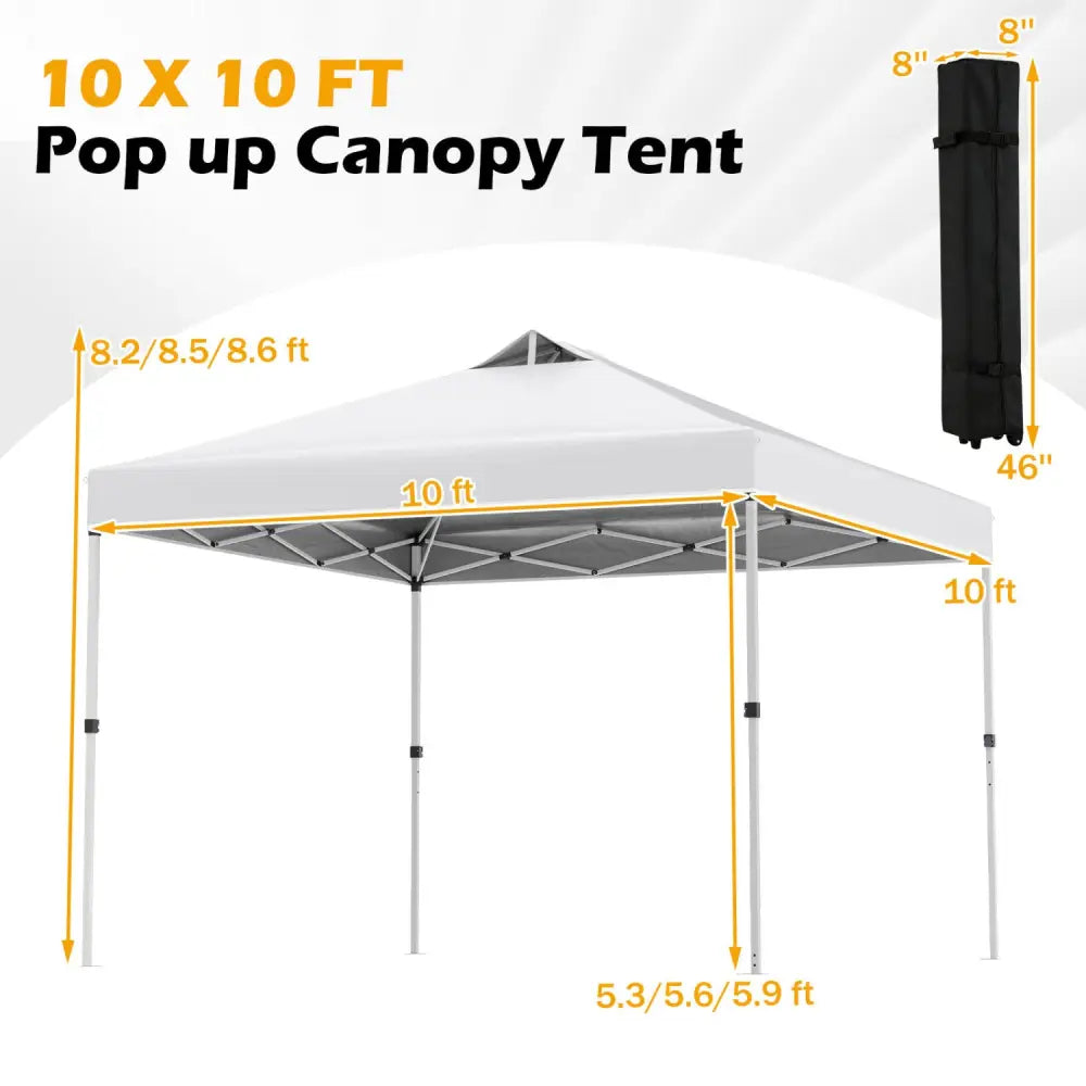 10 x 10 Feet Outdoor Commercial Pop up Canopy Tent-White - White - Canopies