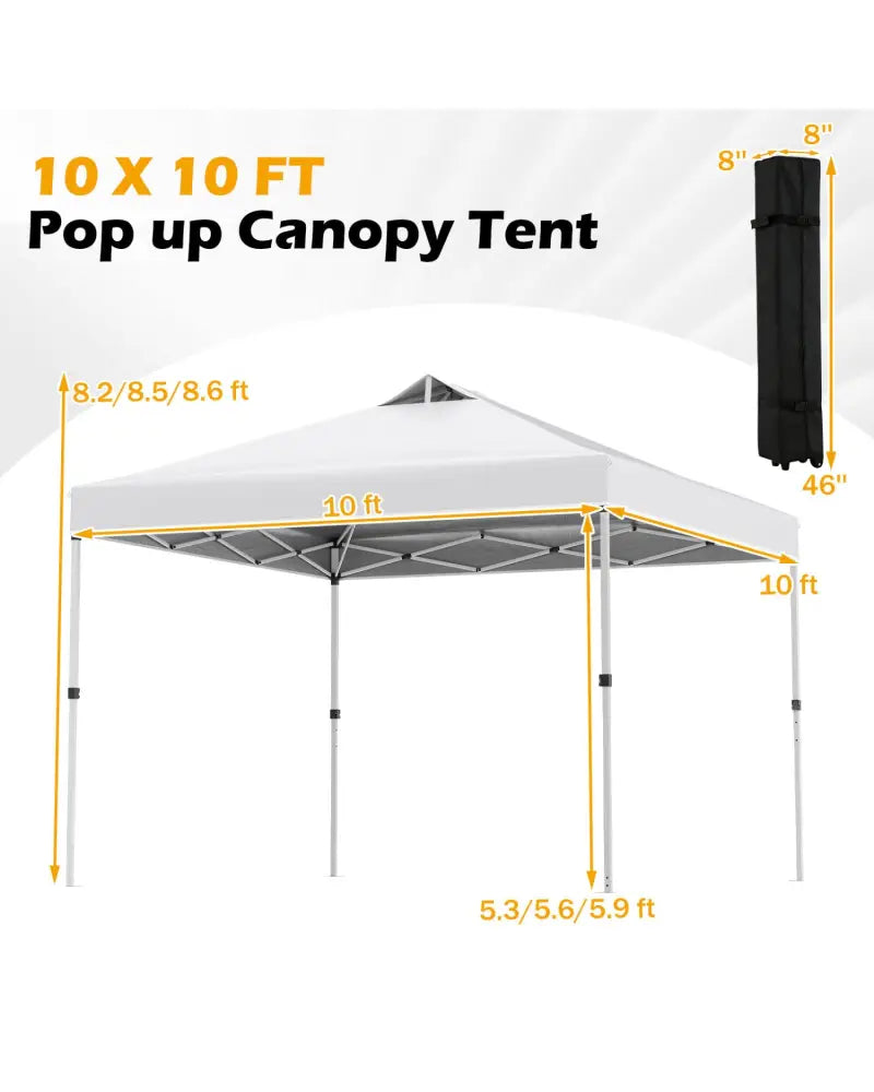10 x 10 Feet Outdoor Commercial Pop up Canopy Tent-White - White - Canopies