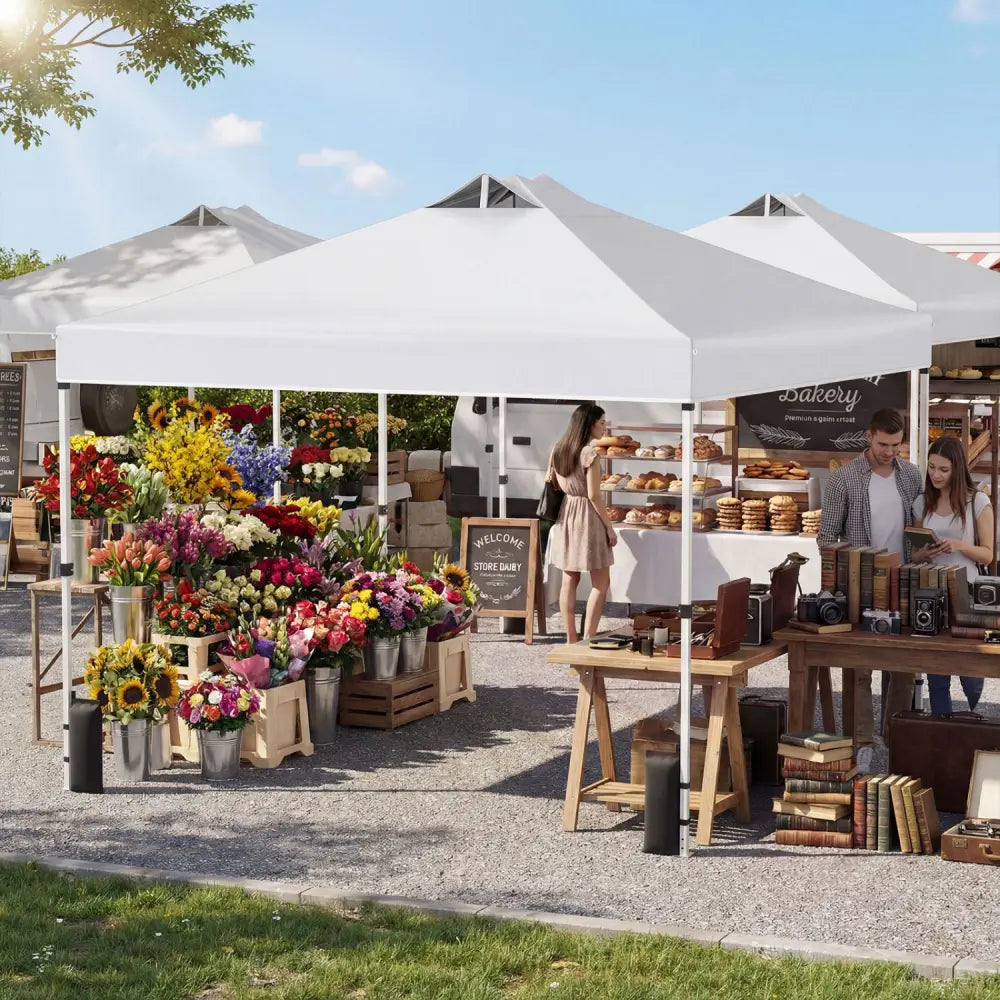 10 x 10 Feet Outdoor Commercial Pop up Canopy Tent-White - White - Canopies
