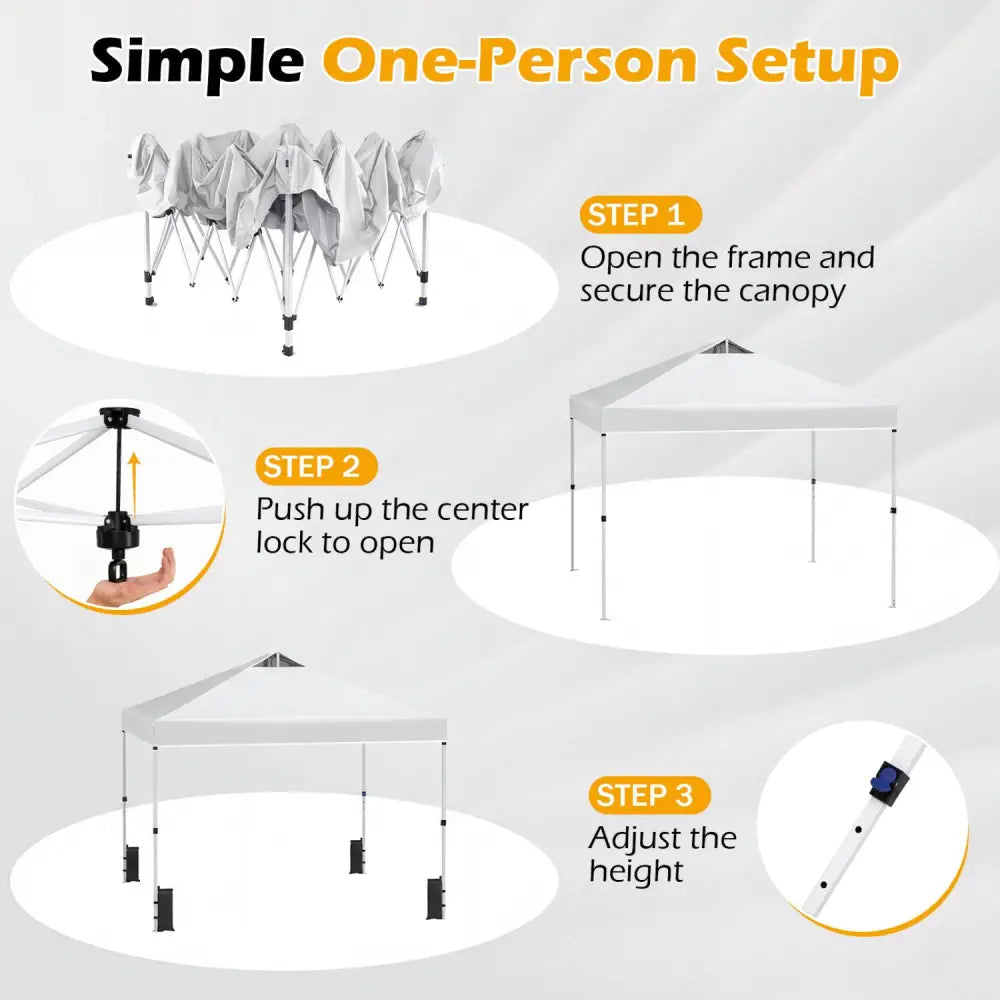 10 x 10 Feet Outdoor Commercial Pop up Canopy Tent-White - White - Canopies