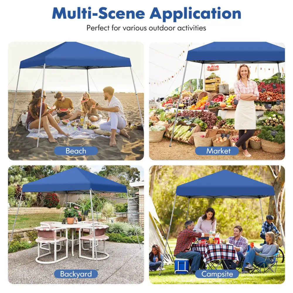 10 x 10 Feet Outdoor Instant Pop-up Canopy with Carrying Bag-Blue - Blue - Canopies